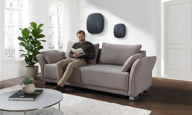 3-seater sofa couch textile upholstery fabric set sleep sofa bed function new