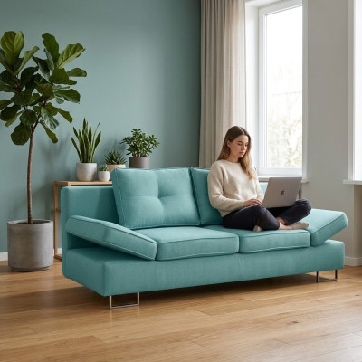 3-seat sofa couch textile upholstery fabric set with bed function sleeper sofa new