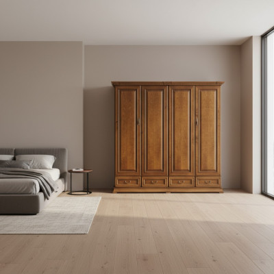 Classical wood cabinets wardrobe wall unit Italian furniture clothes