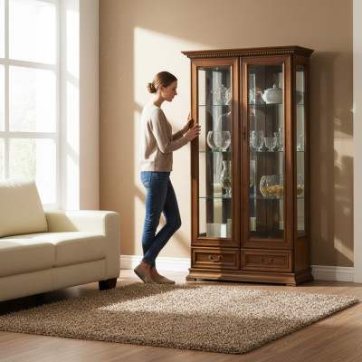 Classic showcase glass cabinet cupboard solid display cabinet showcases new R-W3