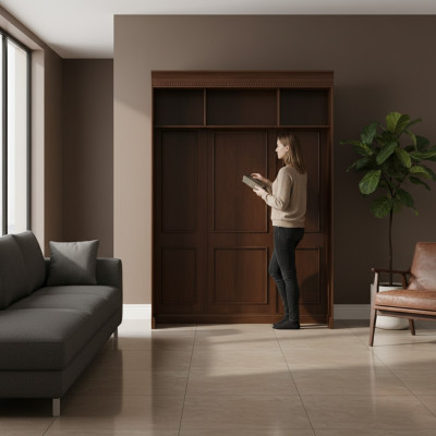 Classic panel with wall shelf and lighting bed wall paneling BA-17