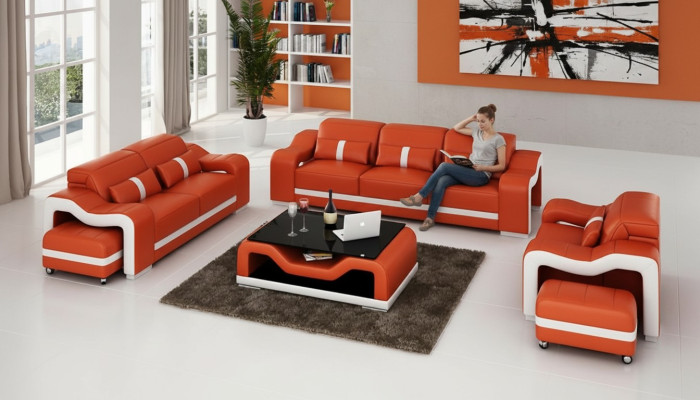 Leather sofa couch living landscape 3+2+1 seater set sofa set sofa