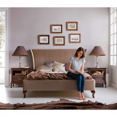 Classic bed beds double bed wooden bed country house - Model CL-1