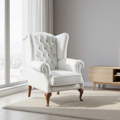 Chesterfield Wingback Armchair Upholstered TV Office Couch Genuine Leather CL-F3