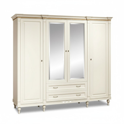 Classic Wardrobe, Solid Wood, Country Style, Large Mirror Wardrobe FL-D4