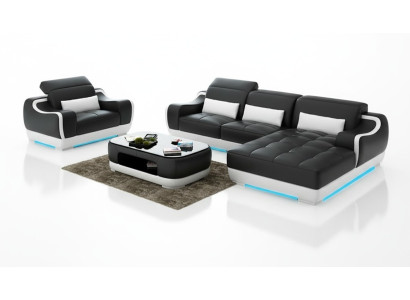 Leather Sofa Couch Living Landscape Corner Sofa + Armchair New Suite Modern Sofa G8025E