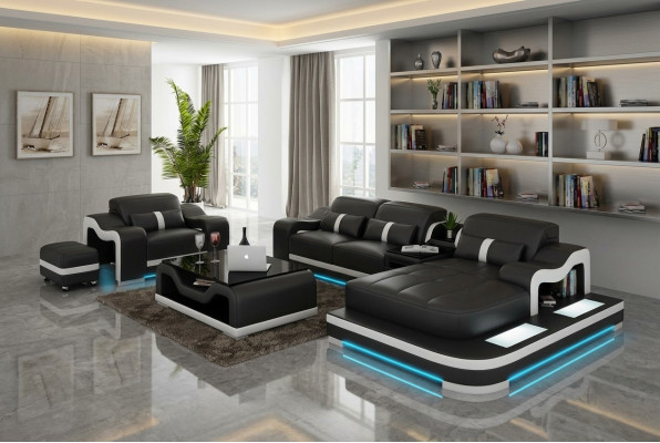 Leather sofa couch living landscape corner sofa corner suite design modern sofa G8027E