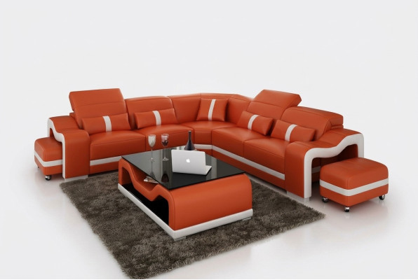 Leather sofa couch living landscape corner sofa modern design suite