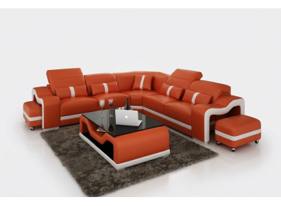 Leather sofa couch living landscape corner sofa modern design suite
