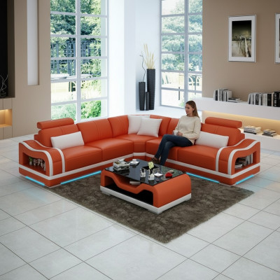 Leather sofa, sofa, couch, living area, corner sofa, corner, modern design, suite