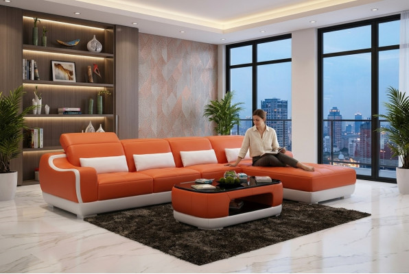 Leather sofa couch living landscape corner corner sofa modern design suite