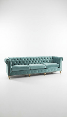 Chesterfield 3-seater sofa couch textile leather velvet suite upholstery seat new
