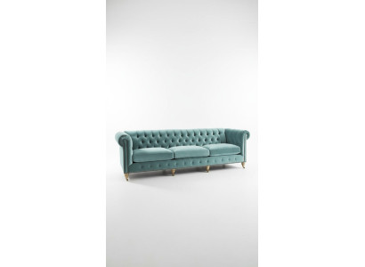 Chesterfield 3-seater sofa couch textile leather velvet suite upholstery seat new