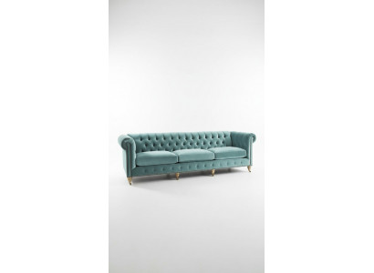 Chesterfield 3-seater sofa couch textile leather velvet suite upholstery seat new