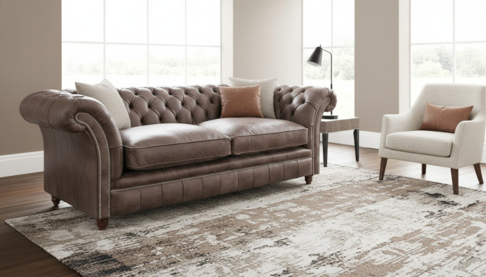 Chesterfield Sofa Couch Upholstered Set 3 Seater Seat Leather Textile 161013-24