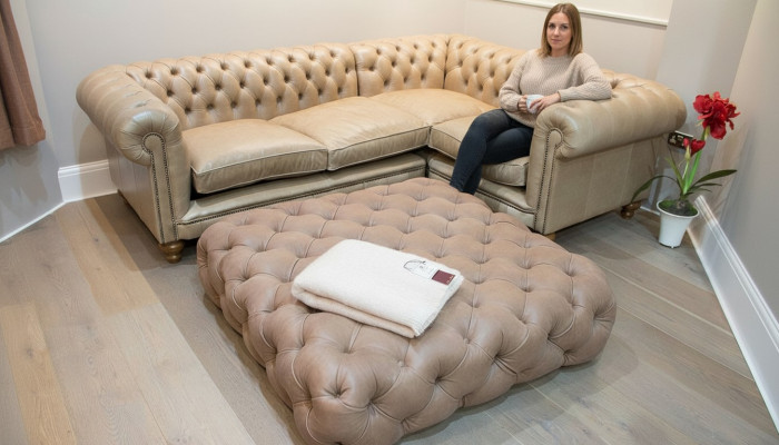 Leather sofa corner sofa couch upholstery Chesterfield corner suite set corner new
