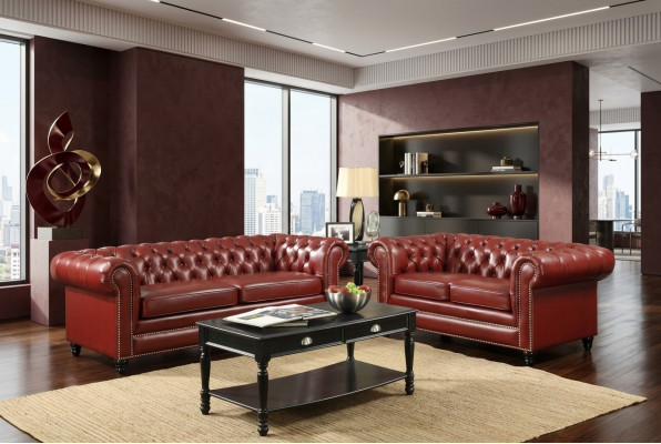 Brown Chesterfield Sofa 3+2 Seater Upholstered Designer Couches Sofa Set