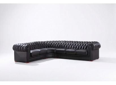 Chesterfield sectional sofa sectional couch designer sofa black couch 100% leather