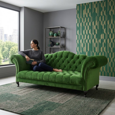 Chesterfield Sofa 3 SEATER Upholstered Designer Couches Sofa Set SL Sofa 49