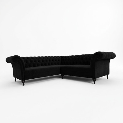 Black Chesterfield Luxury L-Shaped Couch