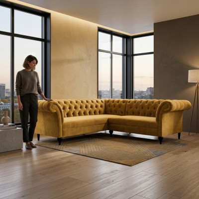Chesterfield corner sofa corner couch designer sofa couch velvet leather sofa