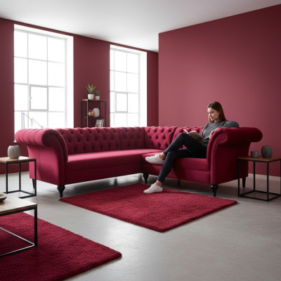 Modern Chesterfield sectional sofa designer sofa couch velvet leather sofa.