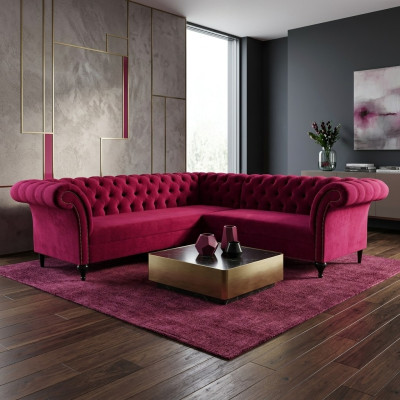 Modern Chesterfield sectional sofa designer sofa couch velvet leather sofa.