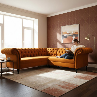 Chesterfield sectional sofa designer sofa couch velvet leather sofa
