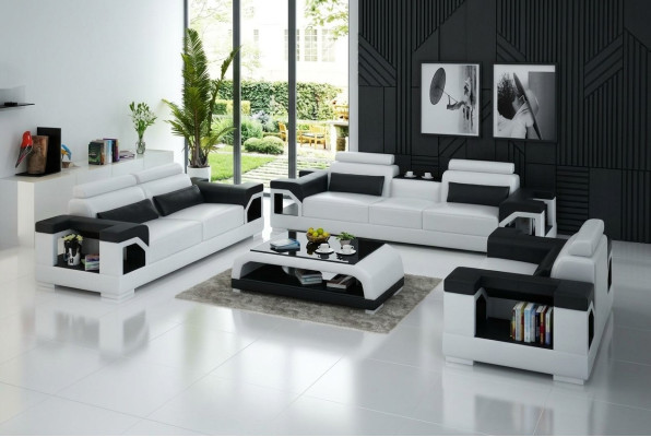 Leather sofa couch living room set 3+2+1 seater modern suite design sofa