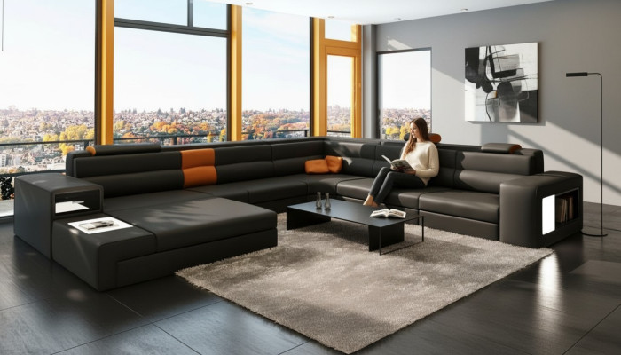 Sectional sofa couch upholstery set design fabric leather living landscape