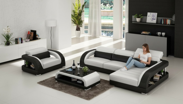 Leather sofa couch living area corner sofa armchair set suite design sofa