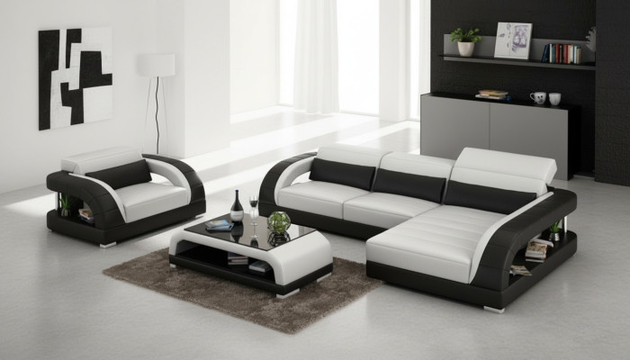 Leather sofa couch living area corner sofa armchair set suite design sofa