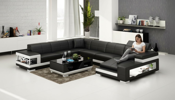 Leather sofa couch living landscape corner sofa corner suite design modern sofa G8017