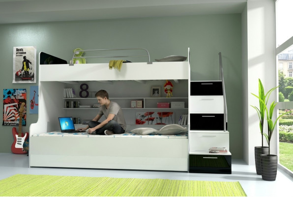 Bunk bed loft bed bed children's bed youth bed loft bed new black/white