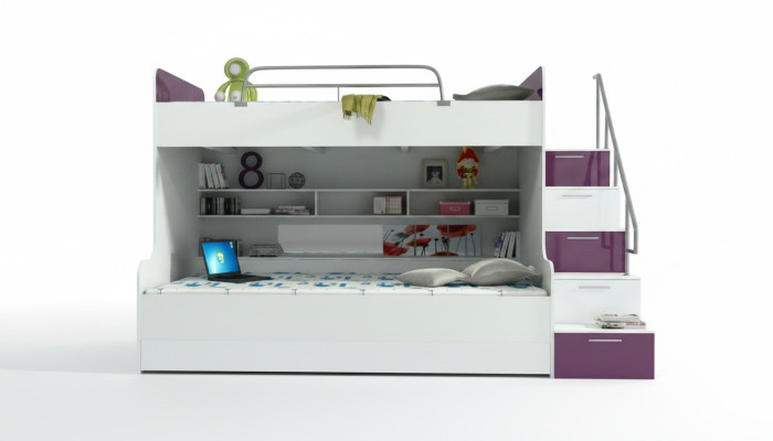 Bunk Bed Loft Bed Bed Children's Bed Youth Bed High Bed New Violet/White