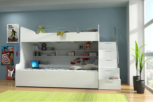 Bunk bed, loft bed, bed, children's bed, youth bed, high bed, new, white/white