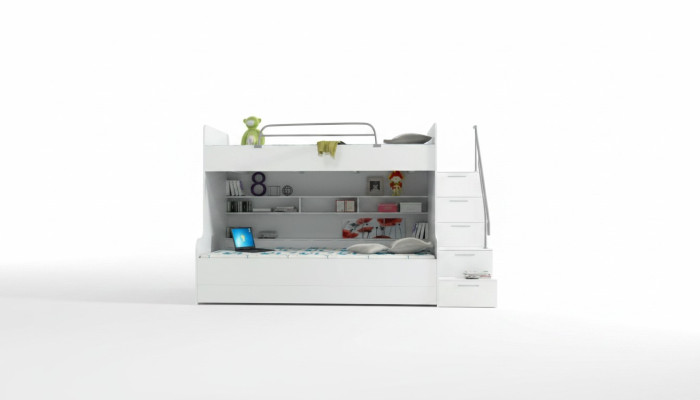 Bunk bed, loft bed, bed, children's bed, youth bed, high bed, new, white/white