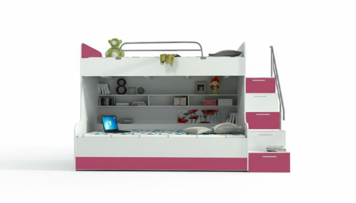 Bunk Bed Loft Bed Bed Children's Bed Youth Bed High Bed B003 Pink/White