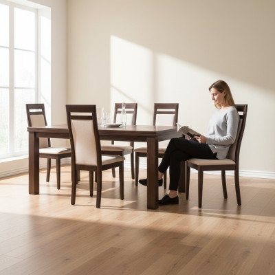 Solid wood chair modern designer beige dining chair long decorative