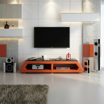RTV TV sideboard leather glass table television cabinet table lowboard Mo.B