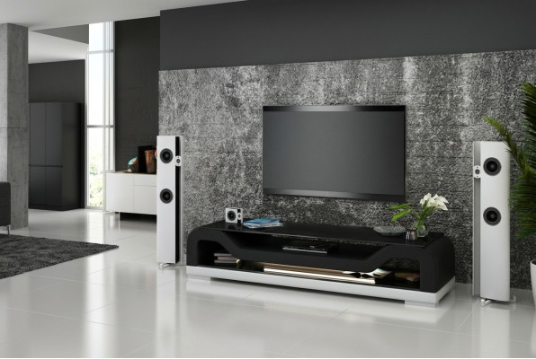 RTV TV Sideboard Leather Glass Table TV Cabinet Lowboard Mo.F
