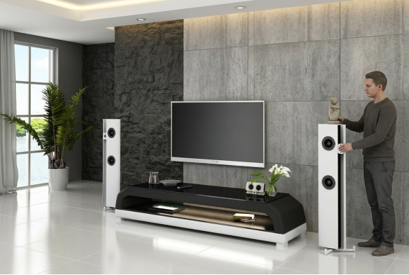RTV TV Sideboard Leather Glass Table Television Cabinet Table Lowboard Mo.G