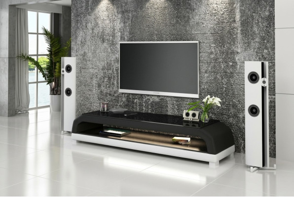 RTV TV Sideboard Leather Glass Table Television Cabinet Table Lowboard Mo.G
