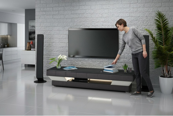 TV sideboard leather glass table television cabinet table lowboard Mo.J