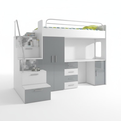 Youth bed complete bedroom design children's bed beds wardrobe table GREY