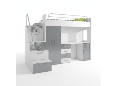 Youth bed complete bedroom design children's bed beds wardrobe table GREY