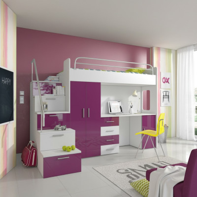 Bunk bed loft bed double bed youth bed beds with wardrobe table RAJ4