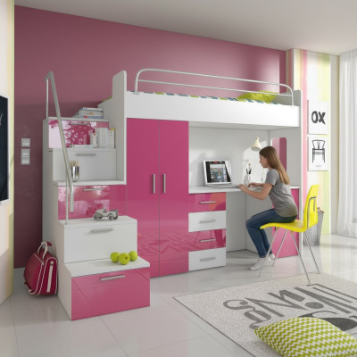 Bunk bed loft bed double bed youth bed beds with wardrobe table new