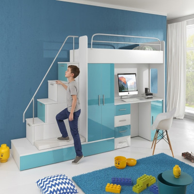 Bunk bed bunk bed bed closet youth room wardrobe desk