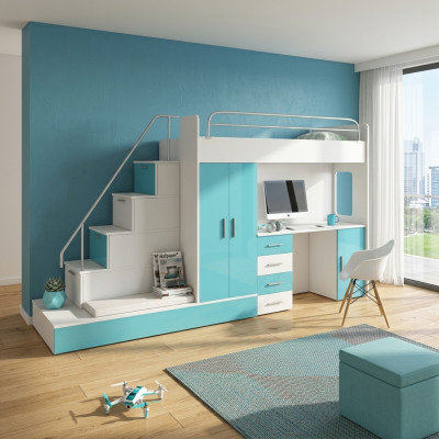 Bunk bed bunk bed bed closet youth room wardrobe desk